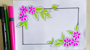 Download 68,000+ royalty free flower line drawing vector images. Floral Drawing Borders And Corners 3 Flower Painting For Front Page Cover Page Decoration Youtube