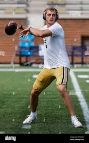 Atlanta, Georgia. 9th Sep, 2023. Georgia Tech's Haynes King (10) warms up  prior to the NCAA football game featuring the Georgia Tech Yellow Jackets  and the South Carolina State Bulldogs, played at