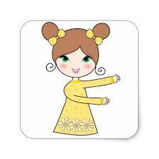 Two Bun Hairstyles Girl Cartoon Art Square Sticker Girly Gift Gifts Ideas Cyo Diy Special Unique