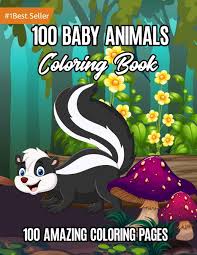 Animal coloring pages coloring pages to print coloring pages for kids skunk craft animal line drawings pepe le pew flannel quilts nocturnal animals animation film. 100 Baby Animals Coloring Book Awesome Creative Hobby For Toddlers Kids Teens Adults Grownups Elderly 1 4 4 8 8 12 12 14 13 16 Years Old Easy Fun Family Gift Ideas 2021 Kids Coloring Art