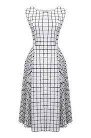 Black And White Checkered Bodycon Dress Lily S Dress Women S Elegant Plaid Dress Checkered Style Sleeveless Pleated Tunic Dress White Plaid Dress Fashion Dresses Fashion