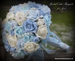 Special Order Bouquet Created By The Brides Bouquet Uk Light Blue Baby Blue Ivory And Aqua Roses With Pearl Drapes And Bouquet Design Bridal Flowers Bouquet