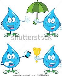 Water Drop Cartoon Mascot Characters Set Raster Collection 1 Symbol Design Water Drops Cartoon