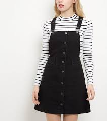 Anita And Green Black Denim Button Front Pinafore Dress Moda Tarz Moda Moda Stilleri