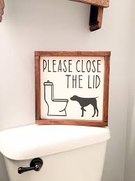 Please Close The Lid Dog Of Your Choice Toilet Bathroom Humor Etsy Dog Bathroom Decor Bathroom Humor Bathroom Decor Signs