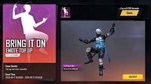 The chicken emote is one of the new emote that is releasing to the game right now. Bring It On Emote Top Up 300 Diamonds Get Free New Rare Emote Free Fire New Topup Event Youtube