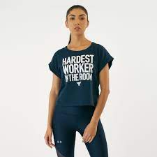 Buy Under Armour Women S X Project Rock The Hardest Worker Cropped T Shirt In Dubai Uae Sss