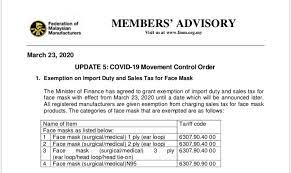 Apply for excise duty credit and drawback; Ahk Malaysia On Twitter Update Covid19 Fmm Exemption On Import Duty And Sales Tax For Face Masks See All Https T Co Mc5kf6qa4y Mgcc Covid19 Fmm Https T Co Pd1aophsjb Twitter