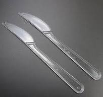 Disposable Plastic Knife 178mm Length PS Plastic Knife Transparent  Customizable for Dinner