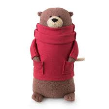 Organic Stuffed Otter With Red Sweater Large Otter Stuffed Animal Eco Friendly And Ethically Made Red Sweaters Organic Cotton Knit Plush Cotton