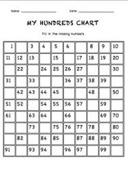 Missing Numbers 100 Chart Worksheets Teaching Resources Tpt