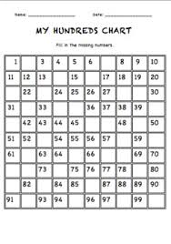 Missing Numbers 100 Chart Worksheets Teaching Resources Tpt