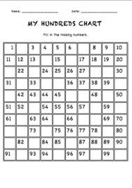 missing numbers 100 chart worksheets teaching resources tpt