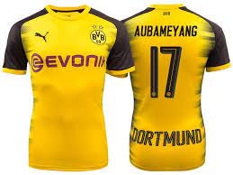 Get the new borussia dortmund puma kits seasons 2017/2018 for your dream team in dream league soccer 2017 and fts15. Men S Bundesliga Borussia Dortmund 17 Pierre Emerick Aubameyang 17 18 Yellow Champions League Home Short Shirt Borussia Dortmund Dortmund Soccer Kits