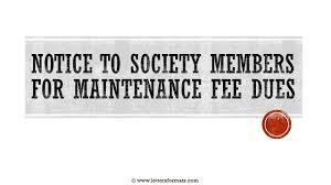 Housing society maintenance format in excel : Notice Letter To Society Members For Maintenance Charges Due