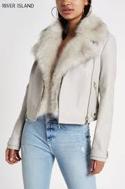 Womens River Island Cream Faux Fur Biker Jacket Cream Coats Jackets Women Winter Coats Women Coats For Women