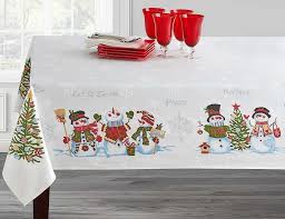 Christmas Tablecloth White 60 X 84 Rectangular Snowman Winter Table Decor Home Garden Holiday Christmas Table Cloth Winter Table Decor Christmas Fabric