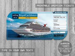 Royal Caribbean Cruise Printable Ticket Boarding Pass Editable File Surprise Trip Vacation Gift Tickets Pe Cruise Scrapbook Printable Tickets Cruise Tickets