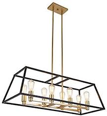 Artika Car36 On Rectangular 8 Pendant Light Fixture Kitchen Island Chandelier With A Steel Black And Gold Finish Age Brass Chandelier Pendant Light Light
