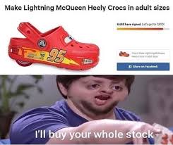 Skechers lightning mcqueen mad racing car lightning mcqueen lightning mcqueen kerchew meme lightning mcqueen race car mike wazowski lightning mcqueen lightning mcqueen spoiler lightning mcqueen shoes meme lightning mcqueen death meme evil black lightning. Lightning Mcqueen Heely Crocs I Ll Take Your Entire Stock Know Your Meme