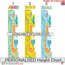 Details About Personalised Height Chart Wall Sticker Safari Animal Girl Boy Kids Growth Ruler
