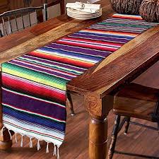 Hokic 14 X 84 Inch Mexican Table Runner For Mexican Party Wedding Decorations Fringe Cotton Mexican Serape Mexican Table Runner Mexican Serapes Serape Blanket