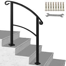 The upright cannot drop through the socket (see exception below) access to the top fixing hole is restricted by the position of the flange to the barrel. Happybuy Transitional Handrail Fits 1 Or 3 Steps Black Stair Rail Handrails For Outdoor Steps Wrought Iron Handrail With Installation Kit Buy Online In Aruba At Aruba Desertcart Com Productid 141006056