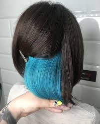 Untere Haare Blau Farben Trend Bob Frisur Haare Blau Farben Haarfarben Versteckte Haarfarbe