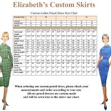 Ladies Pencil Dress Pencil Skirt Standard Size Chart Us