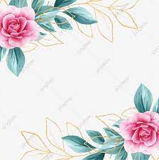 Square Floral Frame With Watercolor Flowers Border And Outlined Leaves Floral Clipart Invitation Flower Background Wallpaper Flower Backgrounds Flower Frame