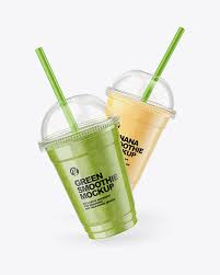 Download Green And Banana Smoothie Cups Mockup In Cup Bowl Mockups On Yellow Images Object Mockups