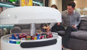 The Coosno Coffee Table Contains A Built In Refrigerator Bluetooth Speakers Glowing Led Table Sleek Coffee Table Coffee Bars In Kitchen Built In Refrigerator