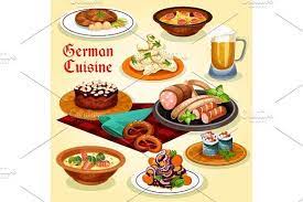 German Cuisine National Dishes Cartoon Icon German Cuisine National Dish Cuisine