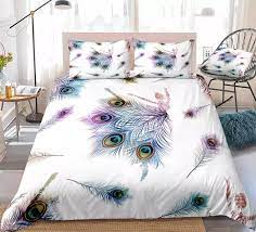 3 adet renkli tavus kusu tuyu yorgan yatak ortusu seti bale danscisi kralice nevresim takimi beyaz ev tekstil cocuklar kizlar kral dropship bedding sets aliexpress