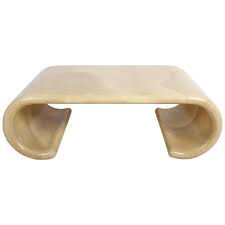 Karl Springer Style Scroll Faux Goatskin Coffee Table In 2020 Cocktail Table Styling Coffee Table Vintage Square Cocktail Table