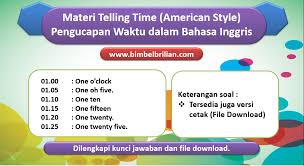 Is dan a quarter fifteen. Materi Telling Time American Style Pengucapan Jam Bimbel Brilian