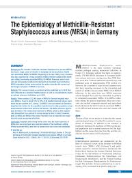 Pdf The Epidemiology Of Methicillin Resistant Staphylococcus Aureus Mrsa In Germany