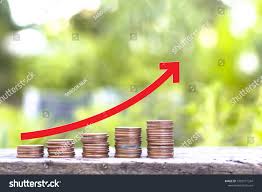 money coin stack arranged graph growing stock photo edit