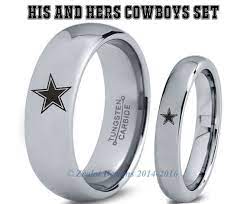 Cowboys His Hers Set Tungsten Wedding Band Ring Mens Womens Polished Domed Silver Annivers Dallas Cowboys Rings Dallas Cowboys Jewelry Dallas Cowboys Wedding