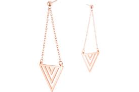 Fait à la main en argent sterling, ils sont brossés sur les côtés et poli miroir sur les bords pour une brillance très élégant. Boucles D Oreilles Percees Triangles Ajoures Dorure Or Rose Zag Bijoux Bijoux
