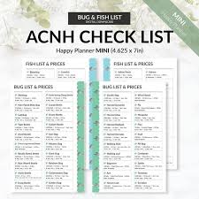 Mini Animal Crossing New Horizons Bug List Acnh Planner Etsy In 2021 Animal Crossing Animal Crossing Fish New Animal Crossing