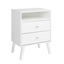 This farmhouse style nightstand pairs with our diy modern farmhouse bed. Prepac Milo Mid Century Modern 2 Drawer Tall Nightstand With Open Shel Staples Ca