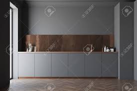 Every featured kitchen is beautiful. Functional Black And Brown Kitchen Interior With A Wooden Floor Stock Photo Picture And Royalty Free Image Image 95655234