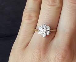 Floral Diamond Engagement Ring Diamond Flower Flower Ring Gold Diamond Cluster R Flower Diamond Ring Flower Diamond Engagement Ring Diamond Engagement Rings