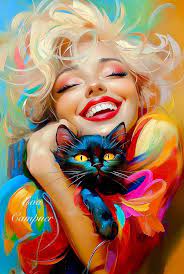 Colorful life with a black cat