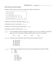 The number of protons in an element. Atomic Structure Review Answer Key