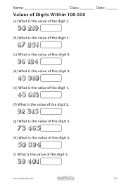 Value Of Digits Within 100 000 In 2020 Math Numbers Printable Worksheets Play To Learn