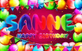 Herunterladen Hintergrundbild Happy Birthday Sanne 4k Bunte Ballon Rahmen Sanne Name Lila Hintergrund Sanne Herzlichen Gluckwunsch Zum Geburtstag Sanne Geburtstag Beliebte Niederlandische Weiblichen Namen Geburtstag Konzept Sanne Mit Einer