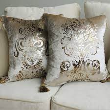 Aliexpress Com Buy Luxurious Golden Print Velvet Home Decor Cushion With Tassle Velour Decoration Pillow Sofa Orientalische Kissen Kissen Sofa Kissen Stoff
