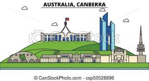 Australia Canberra City Skyline Architecture Buildings Streets Silhouette Landscape Panorama Landmarks Editable Strokes F City Skyline Australia City